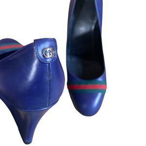 Gucci heels pumps shoes wedge gg logo Italy purple designer fashion brand